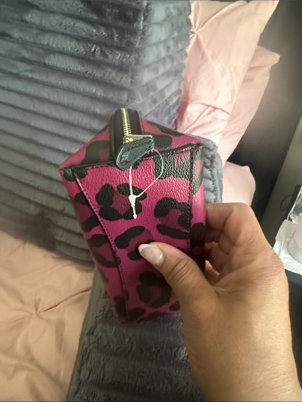 Coach Hot Pink & Black Leopard Print Cosmetic Case - Picture 3 of 5